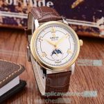 New Clone Omega De Ville Mineral Crystal Watch White Dial Gold Bezel